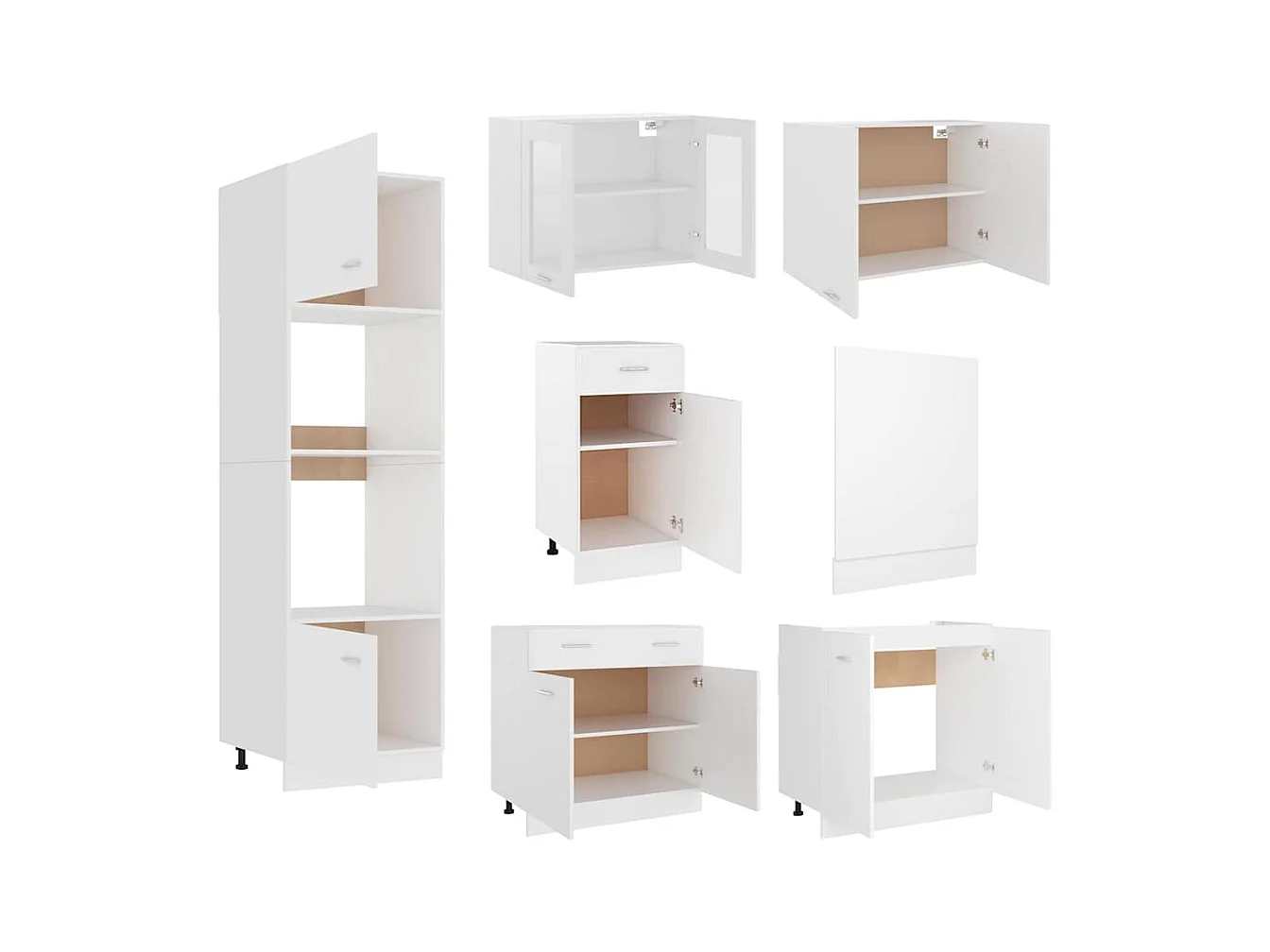 Ensemble de 7 meubles de cuisine "Lyon" en bois d'ingénierie blanc