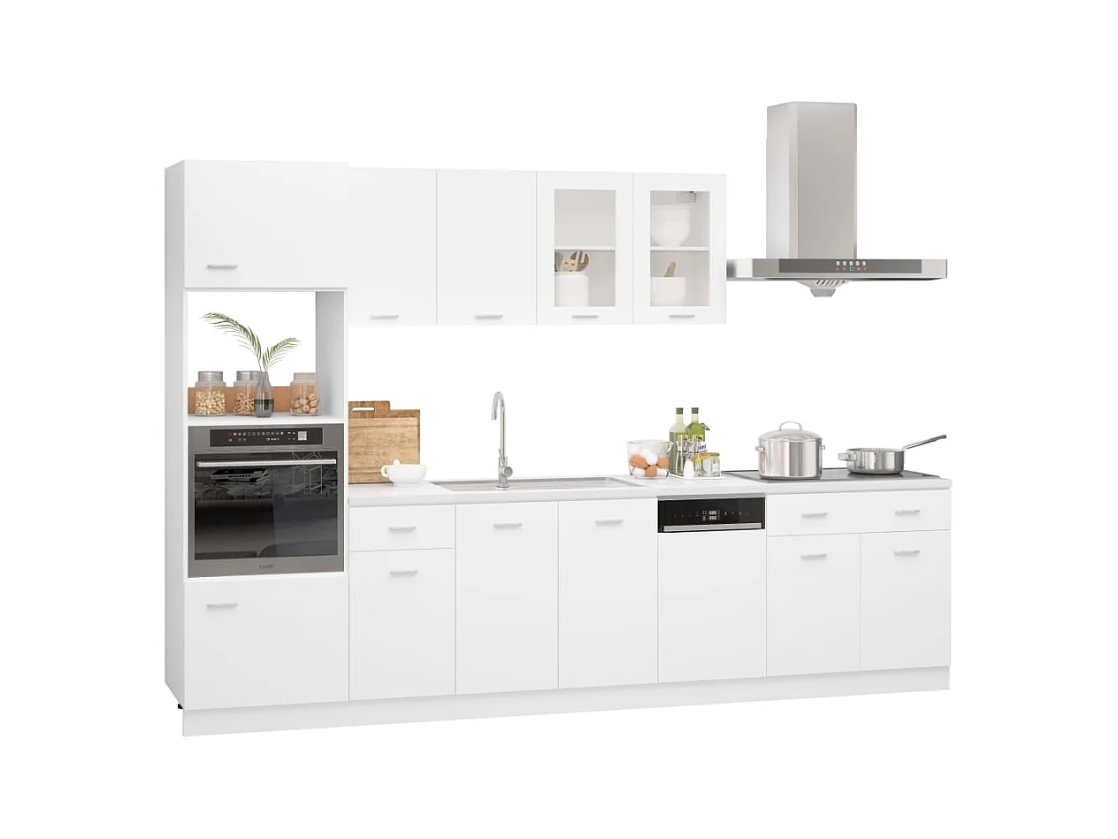 Ensemble de 7 meubles de cuisine "Lyon" en bois d'ingénierie blanc