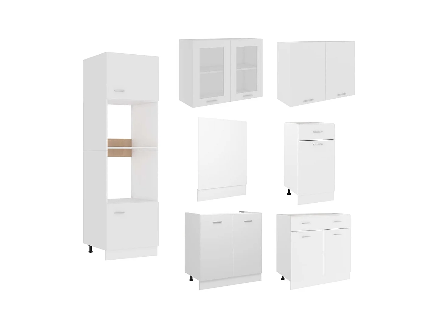 Ensemble de 7 meubles de cuisine "Lyon" en bois d'ingénierie blanc