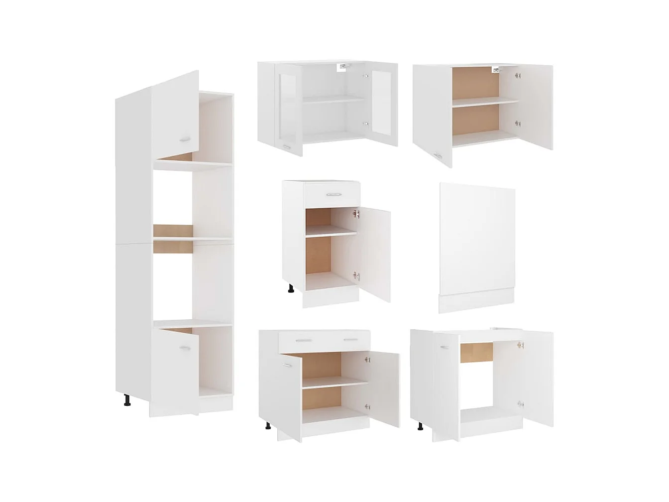 Ensemble de 7 meubles de cuisine "Lyon" en bois d'ingénierie blanc