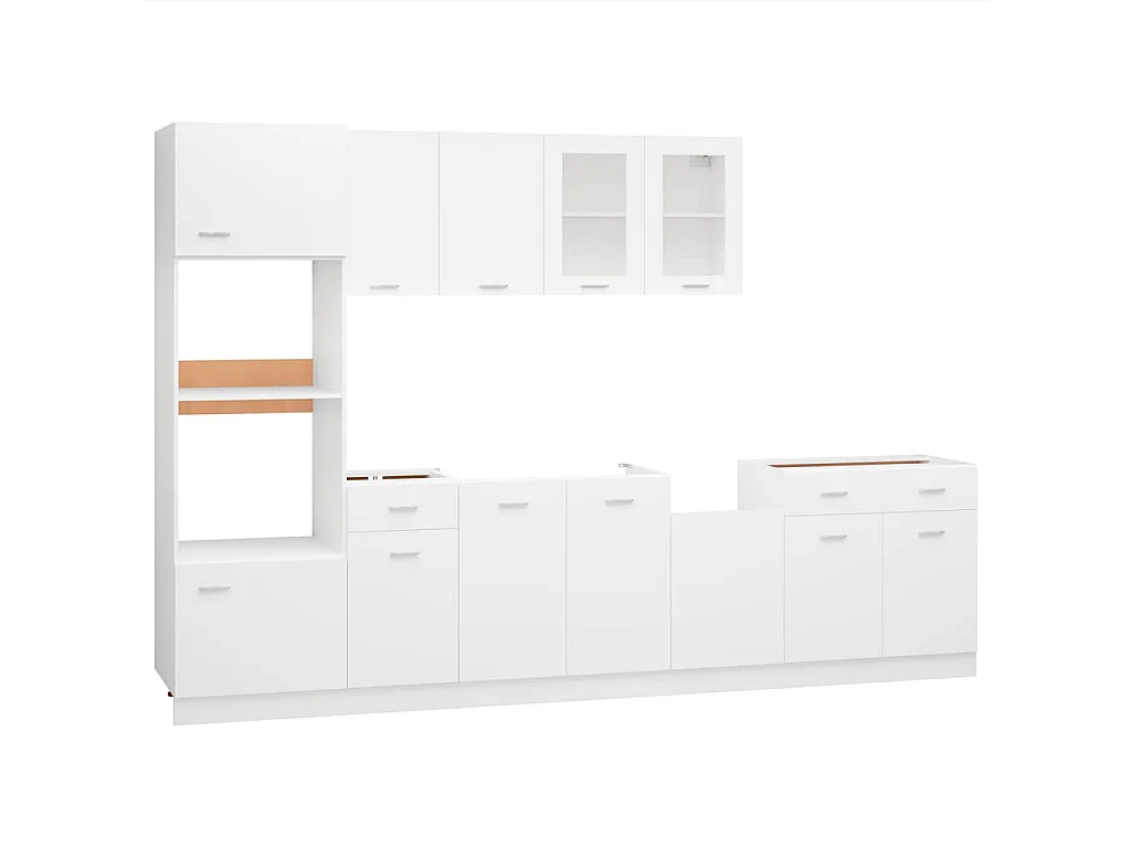 Ensemble de 7 meubles de cuisine "Lyon" en bois d'ingénierie blanc