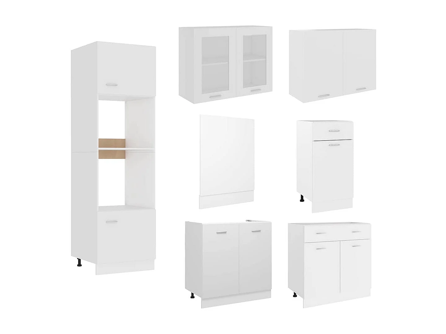 Ensemble de 7 meubles de cuisine "Lyon" en bois d'ingénierie blanc