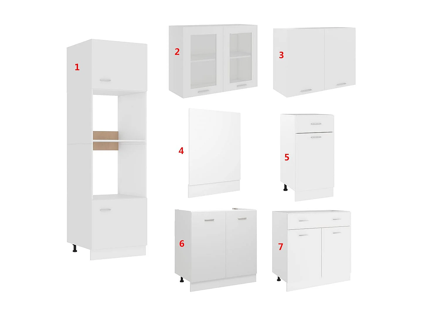 Set Armadi da Cucina 7 pz Lyon Bianco in Truciolato