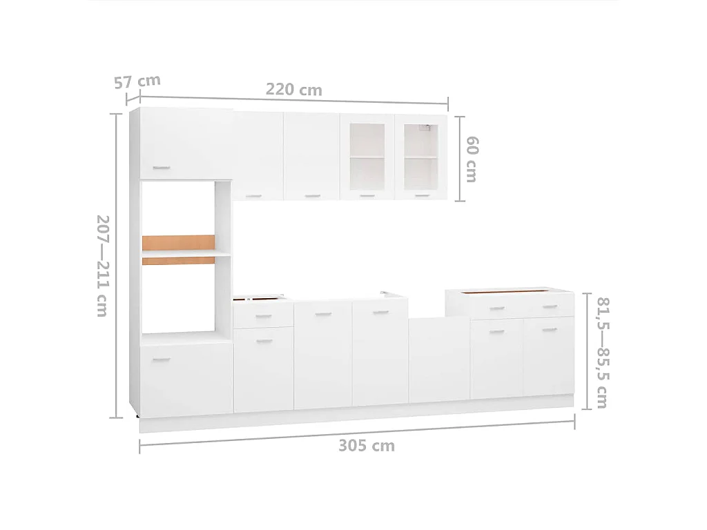 Set Armadi da Cucina 7 pz Lyon Bianco in Truciolato