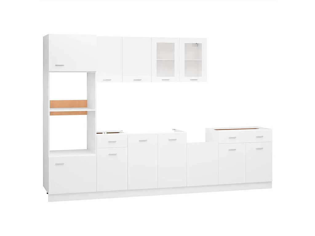 Ensemble de 7 meubles de cuisine "Lyon" en bois d'ingénierie blanc