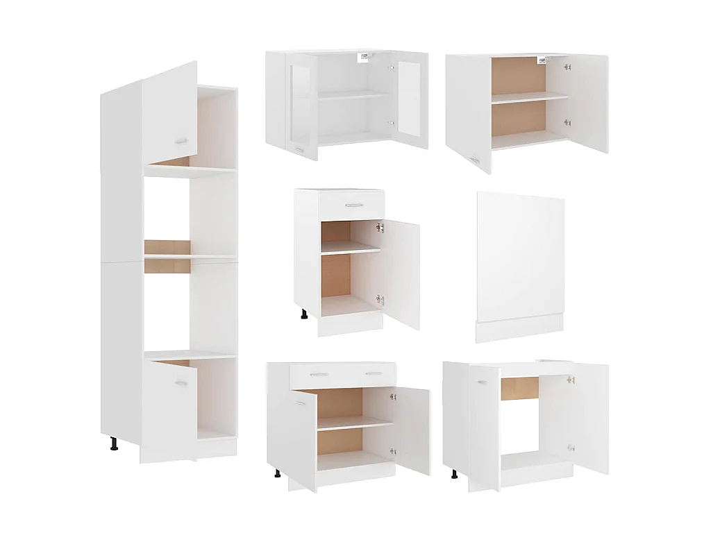 Ensemble de 7 meubles de cuisine "Lyon" en bois d'ingénierie blanc