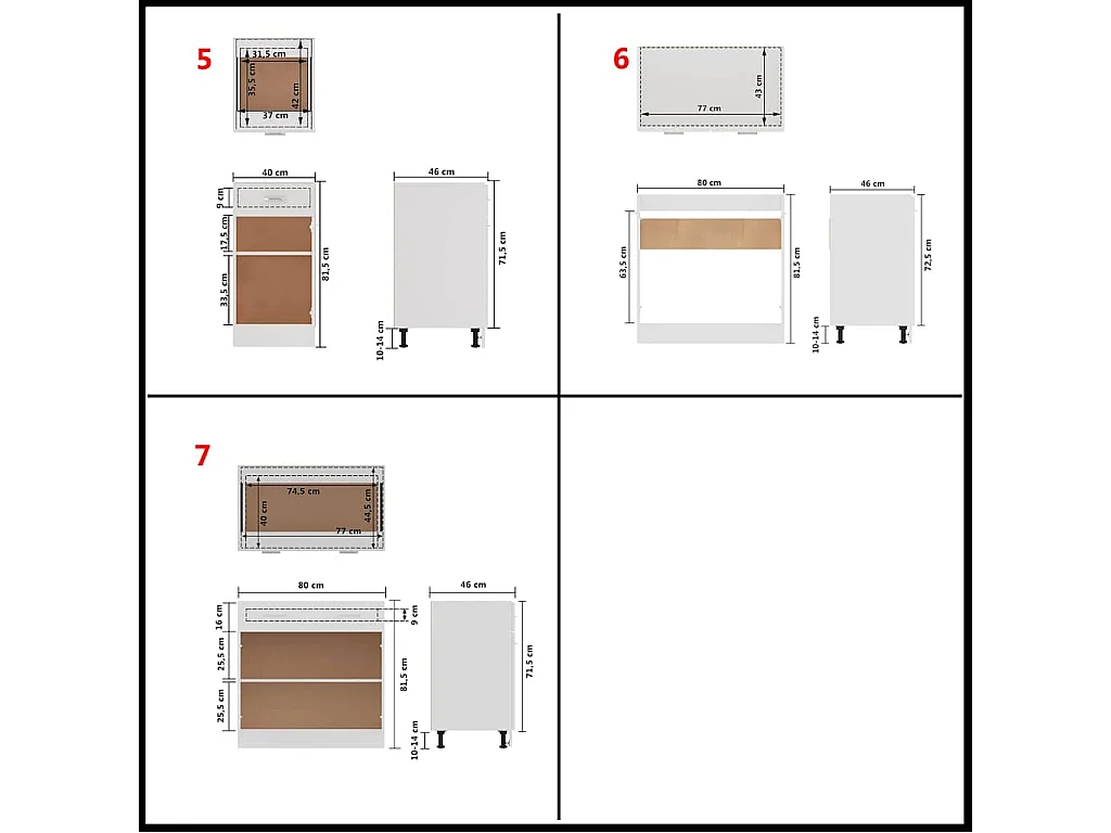 Ensemble de 7 meubles de cuisine "Lyon" en bois d'ingénierie blanc