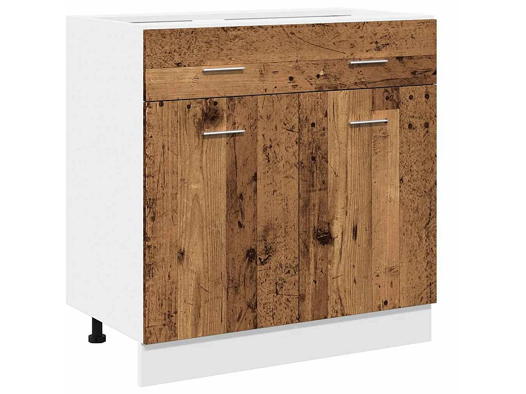Ensemble de 7 meubles de cuisine "Lyon" en bois d'ingénierie vieilli