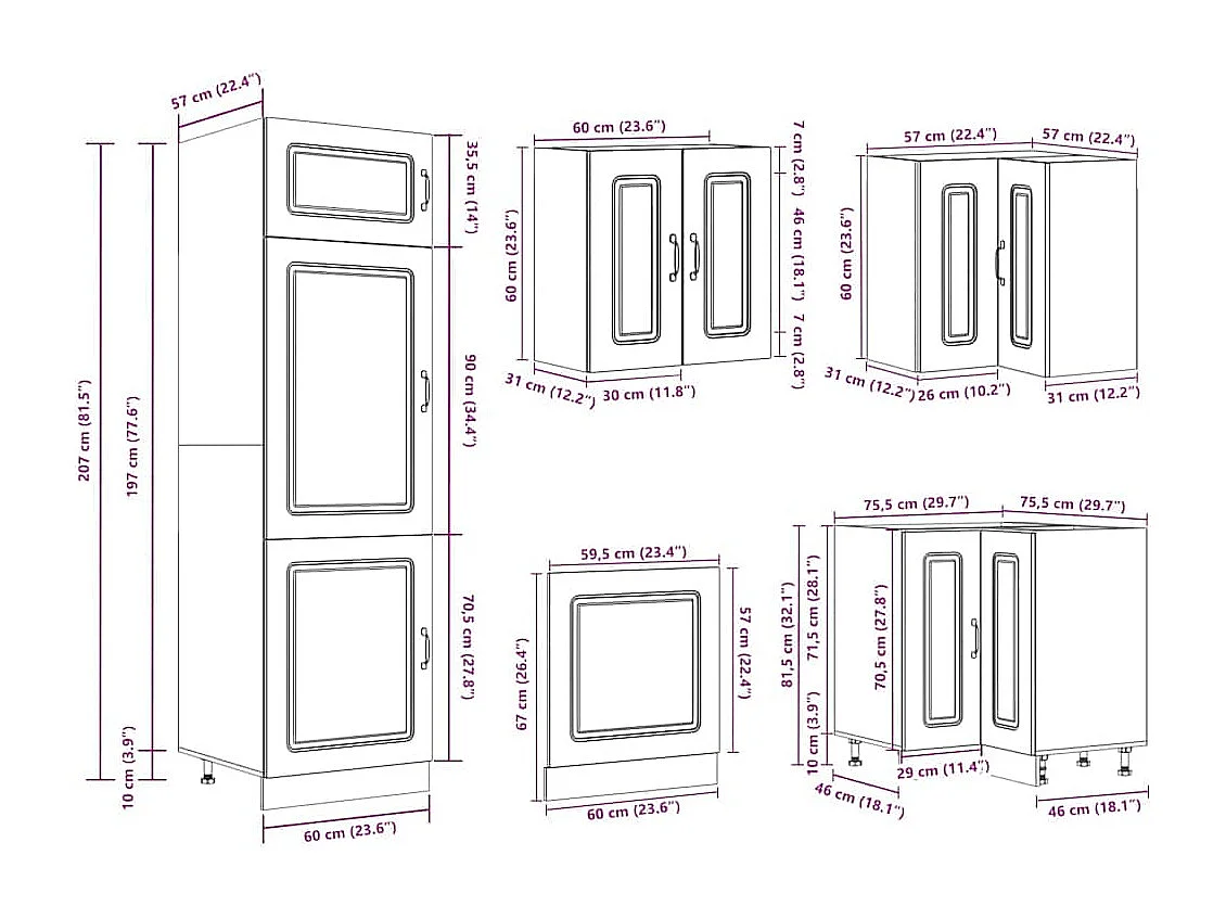 Ensemble d'armoires de cuisine 14 pcs Kalmar bois d'ingénierie