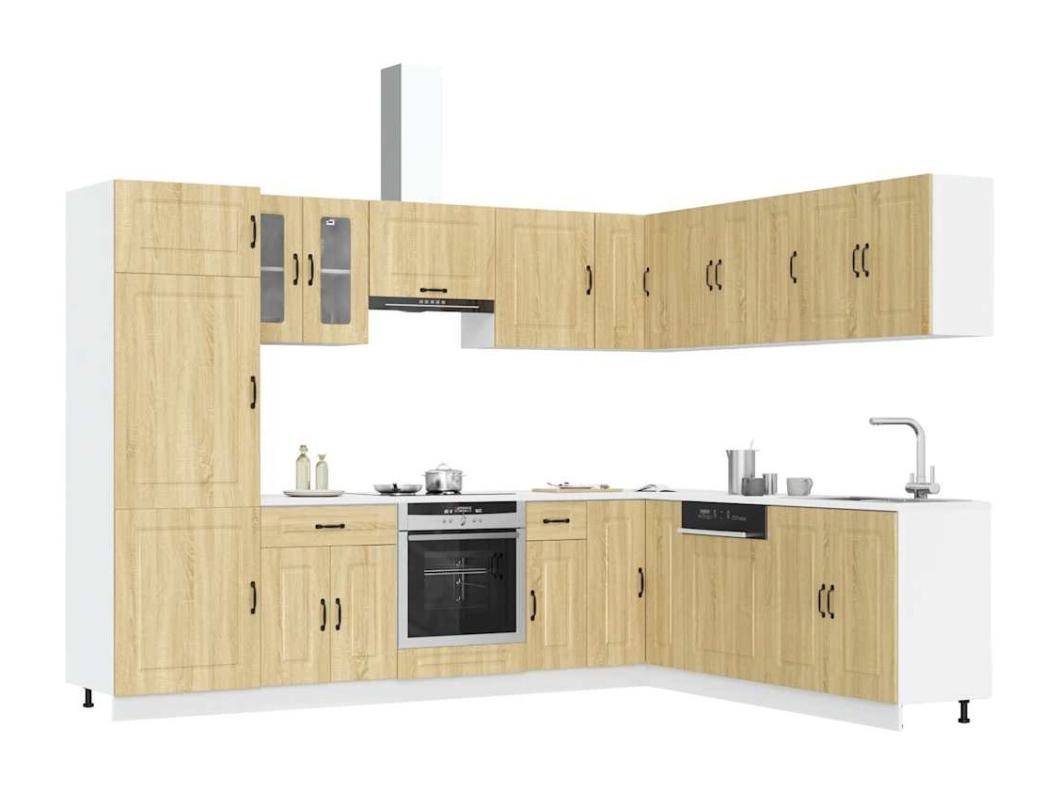 Mueble cocina Kalmar roble sonoma 14 pzas madera contrachapada