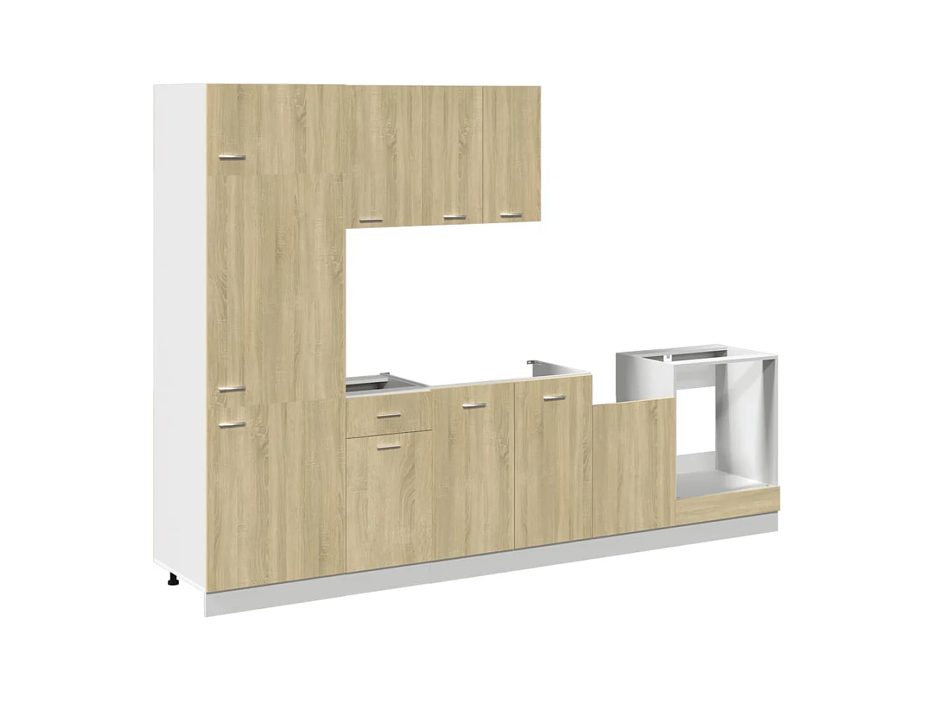 Ensemble de 7 meubles de cuisine "Lyon" en chêne Sonoma