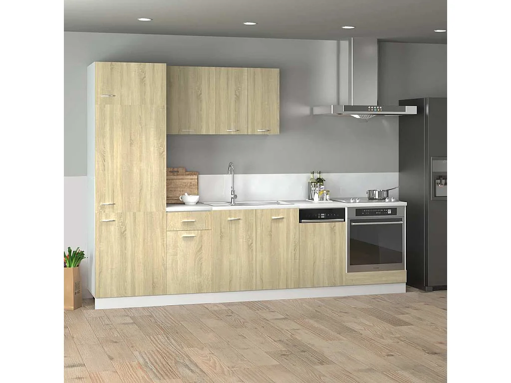 7-delige Keukenkastenset Lyon bewerkt hout sonoma eikenkleurig