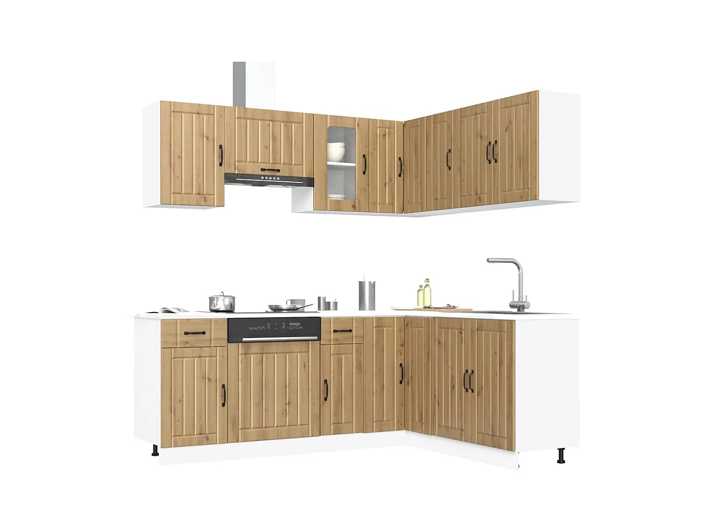 Set Mobili da Cucina 11 pz Kalmar Rovere Artigianale Truciolato