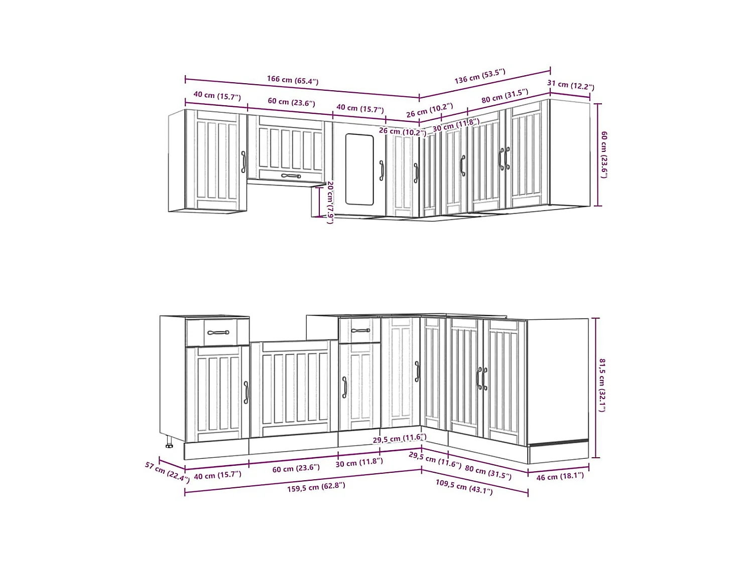 Set Mobili da Cucina 11 pz Kalmar Rovere Artigianale Truciolato