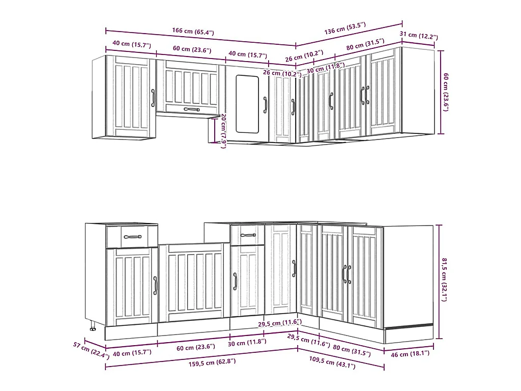 Ensemble d'armoires de cuisine 11 pcs Kalmar bois d'ingénierie