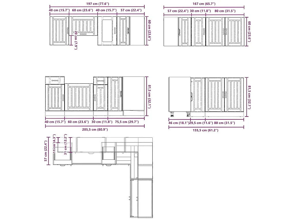 Ensemble d'armoires de cuisine 11 pcs Kalmar bois d'ingénierie