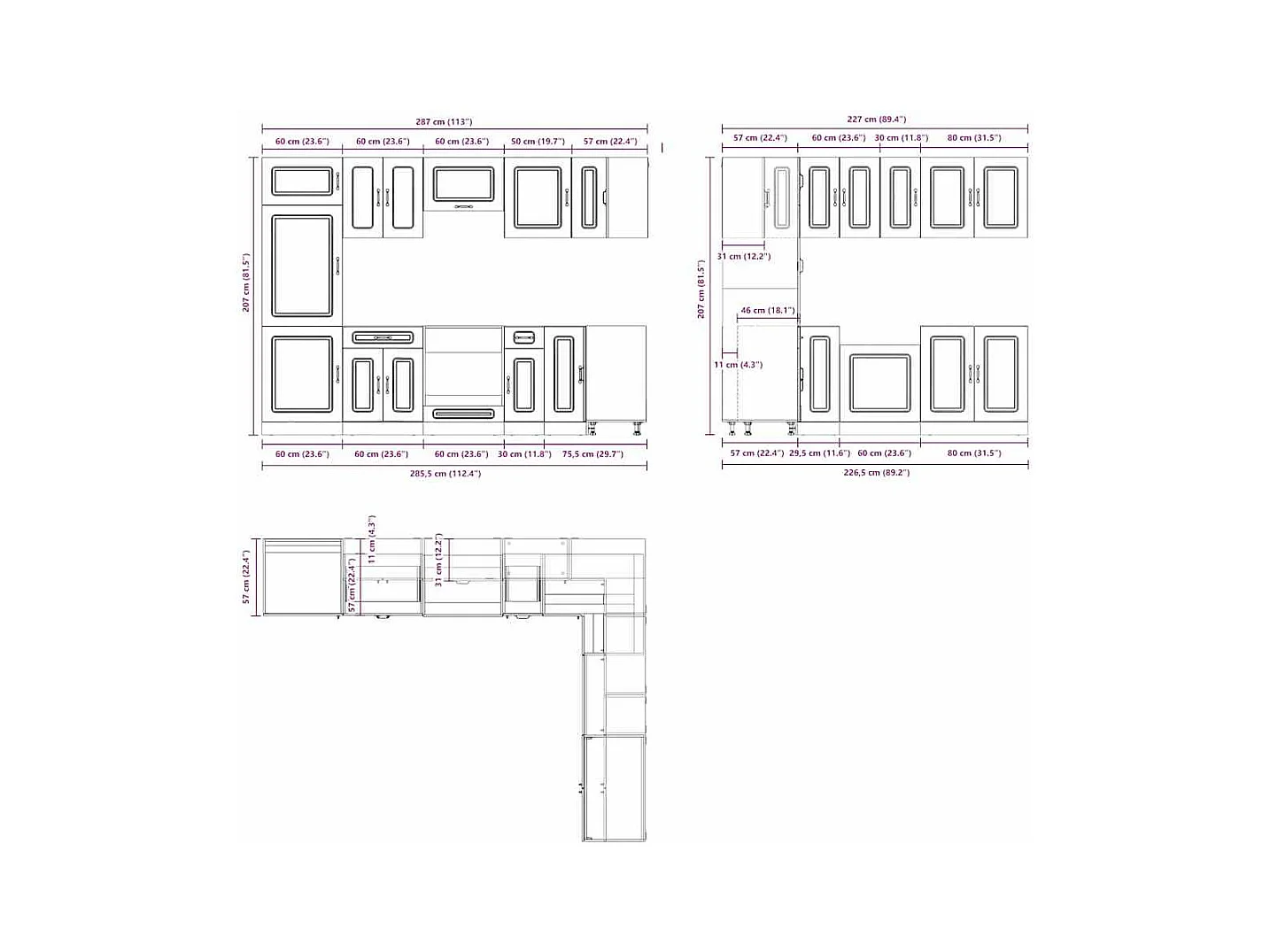 Ensemble d'armoires de cuisine 14 pcs Kalmar bois d'ingénierie