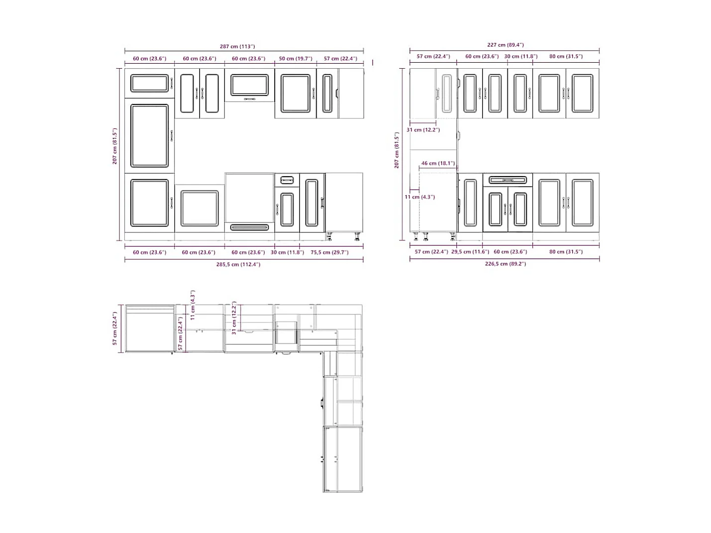 Ensemble d'armoires de cuisine 14 pcs Kalmar bois d'ingénierie