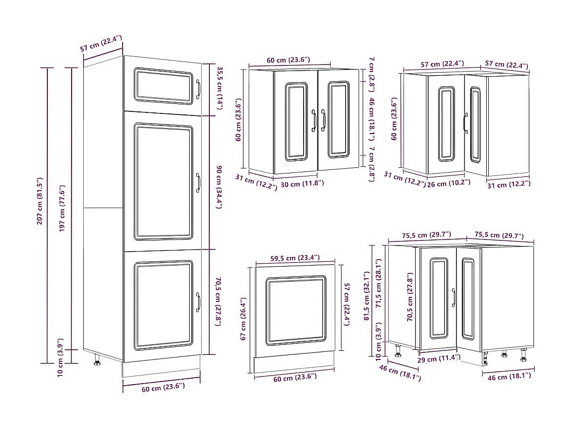 Ensemble d'armoires de cuisine 14 pcs Kalmar bois d'ingénierie