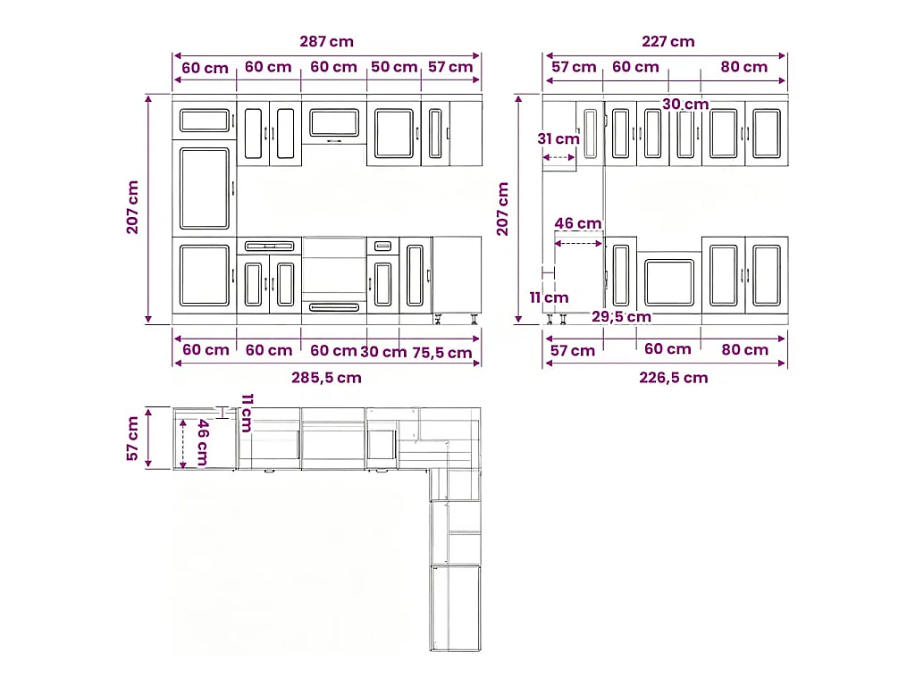 Ensemble d'armoires de cuisine 14 pcs Kalmar bois d'ingénierie