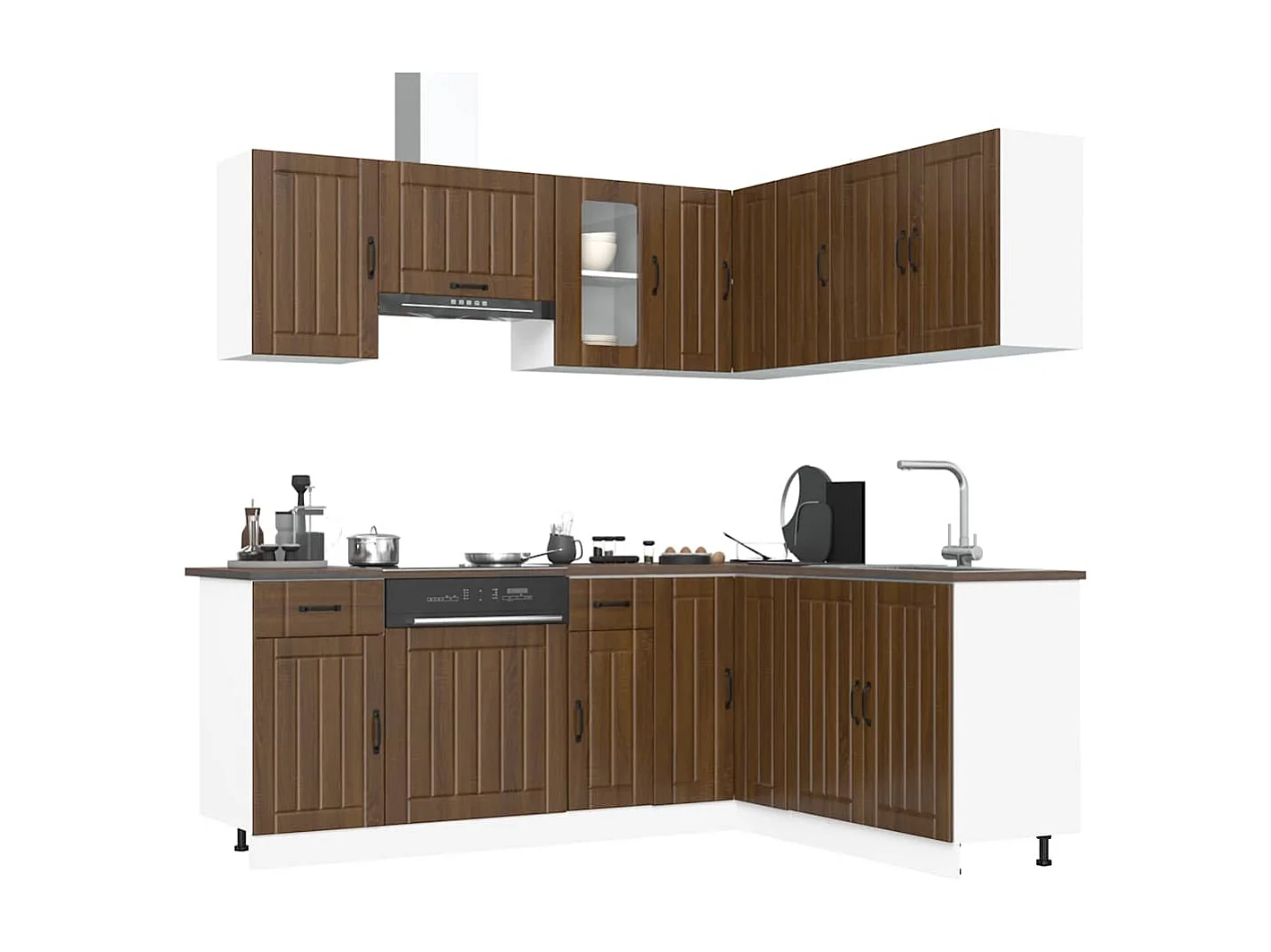 11-tlg. Küchenschrank-Set Kalmar Braun Eichen-Optik Holzwerkstoff