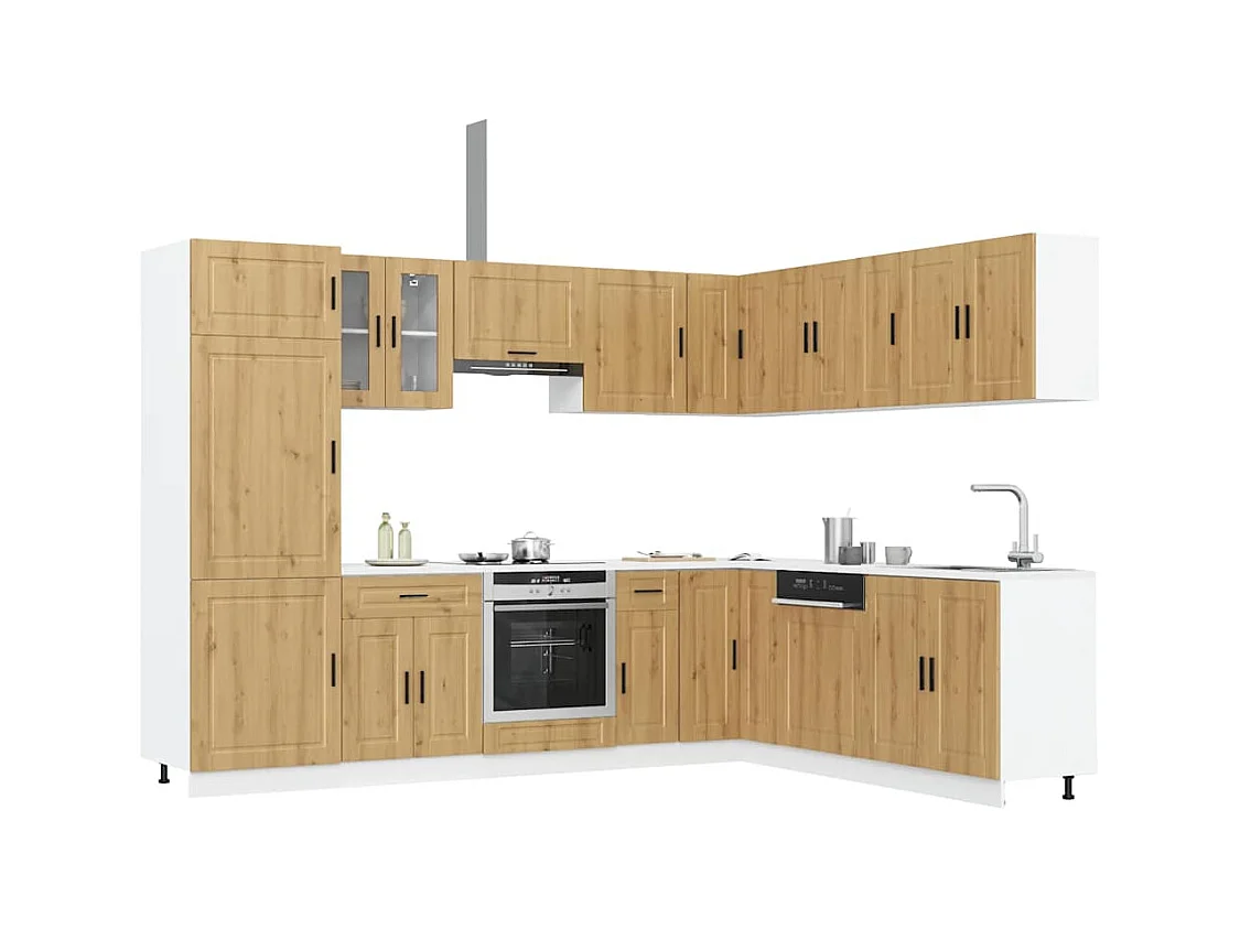 Ensemble d'armoires de cuisine 14 pcs Porto bois d'ingénierie