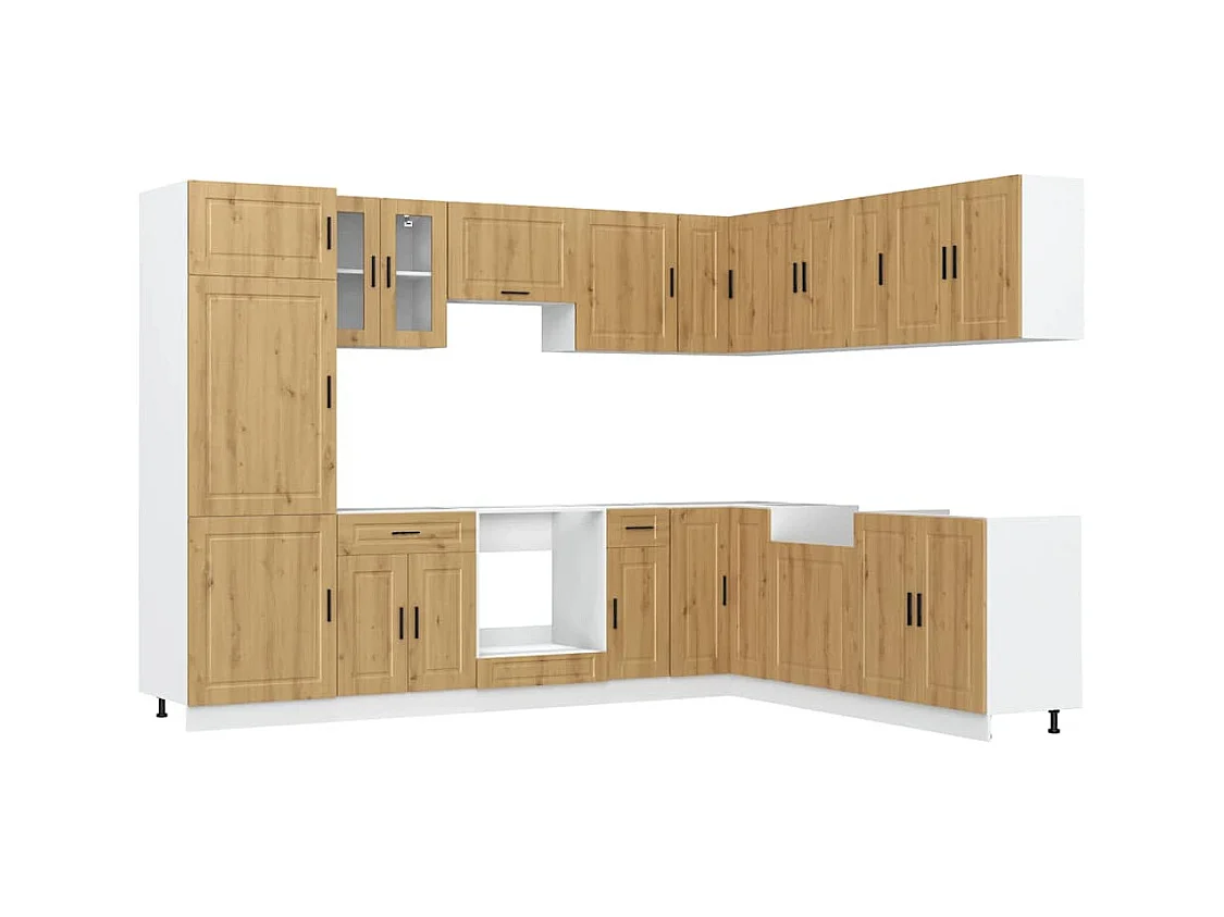 Ensemble d'armoires de cuisine 14 pcs Porto bois d'ingénierie