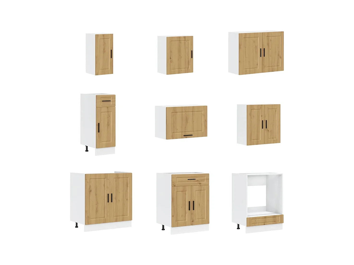 Ensemble d'armoires de cuisine 14 pcs Porto bois d'ingénierie