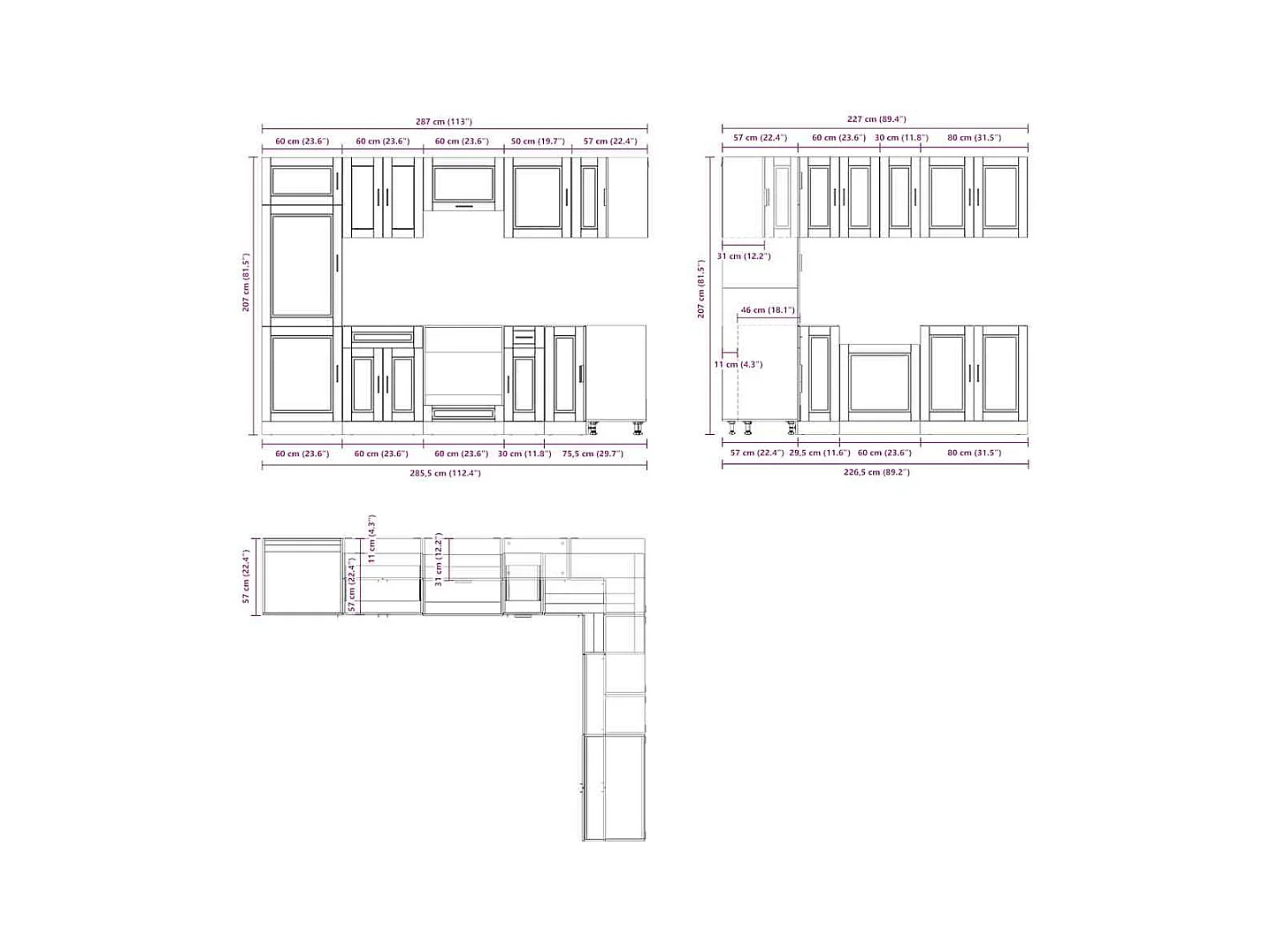 Ensemble d'armoires de cuisine 14 pcs Porto bois d'ingénierie