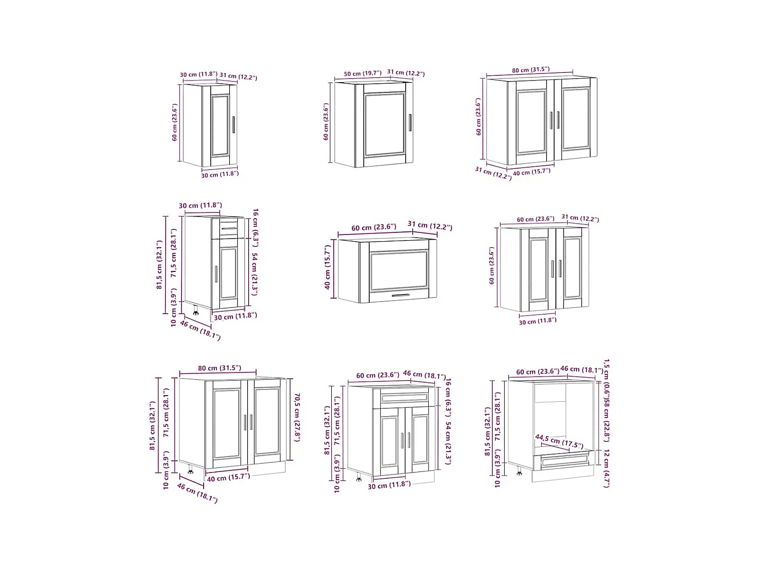 Ensemble d'armoires de cuisine 14 pcs Porto bois d'ingénierie