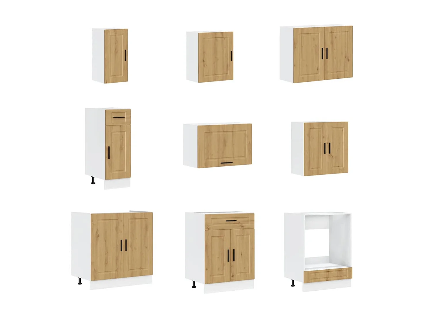 Ensemble d'armoires de cuisine 14 pcs Porto bois d'ingénierie