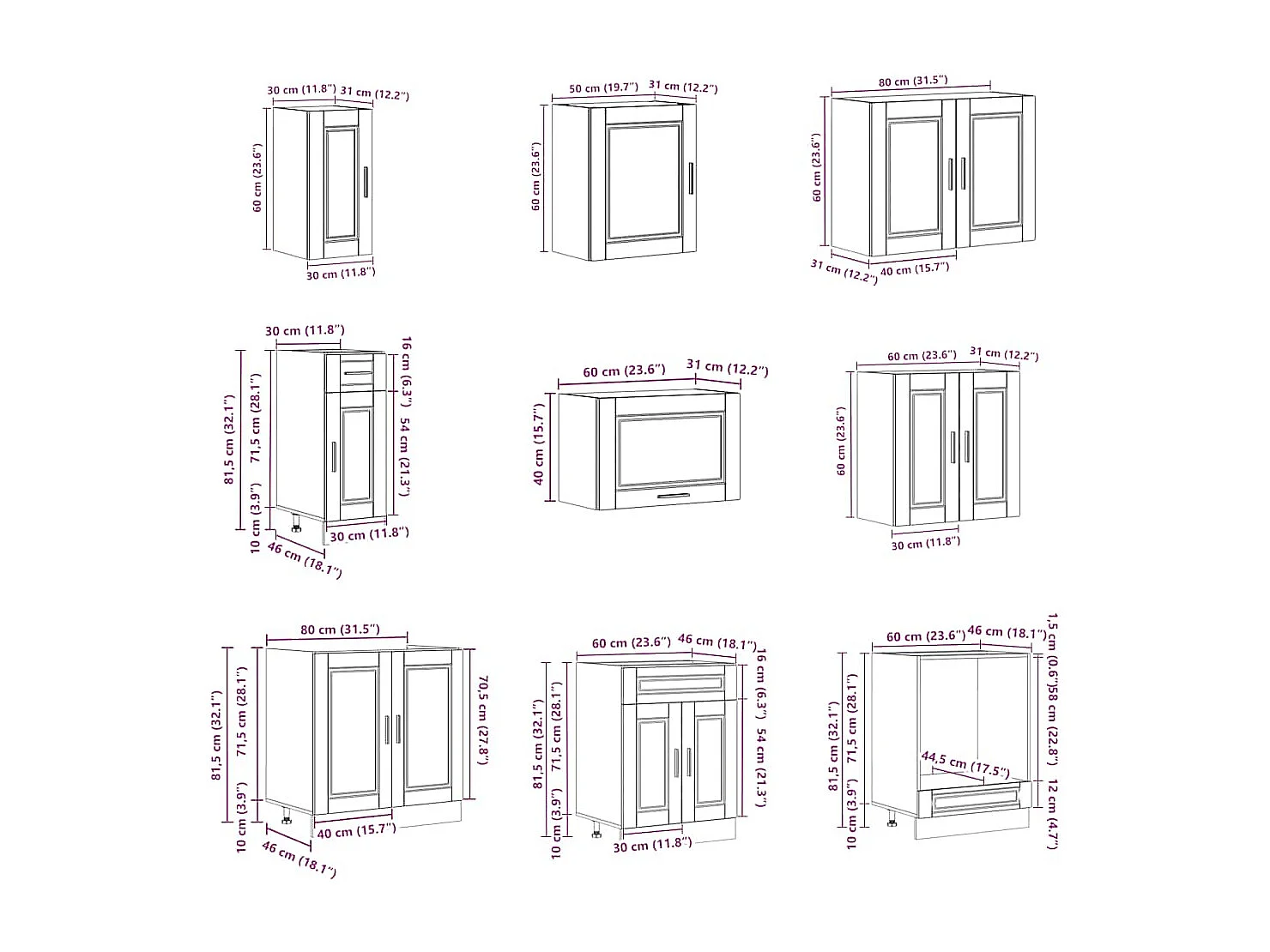 Ensemble d'armoires de cuisine 14 pcs Porto bois d'ingénierie