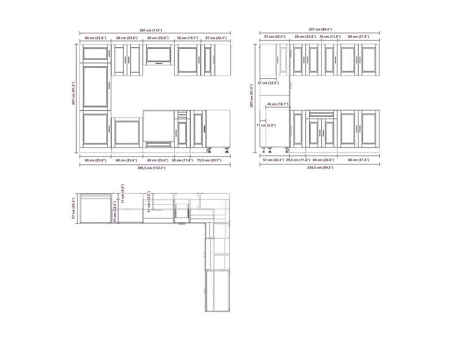 Ensemble d'armoires de cuisine 14 pcs Porto bois d'ingénierie