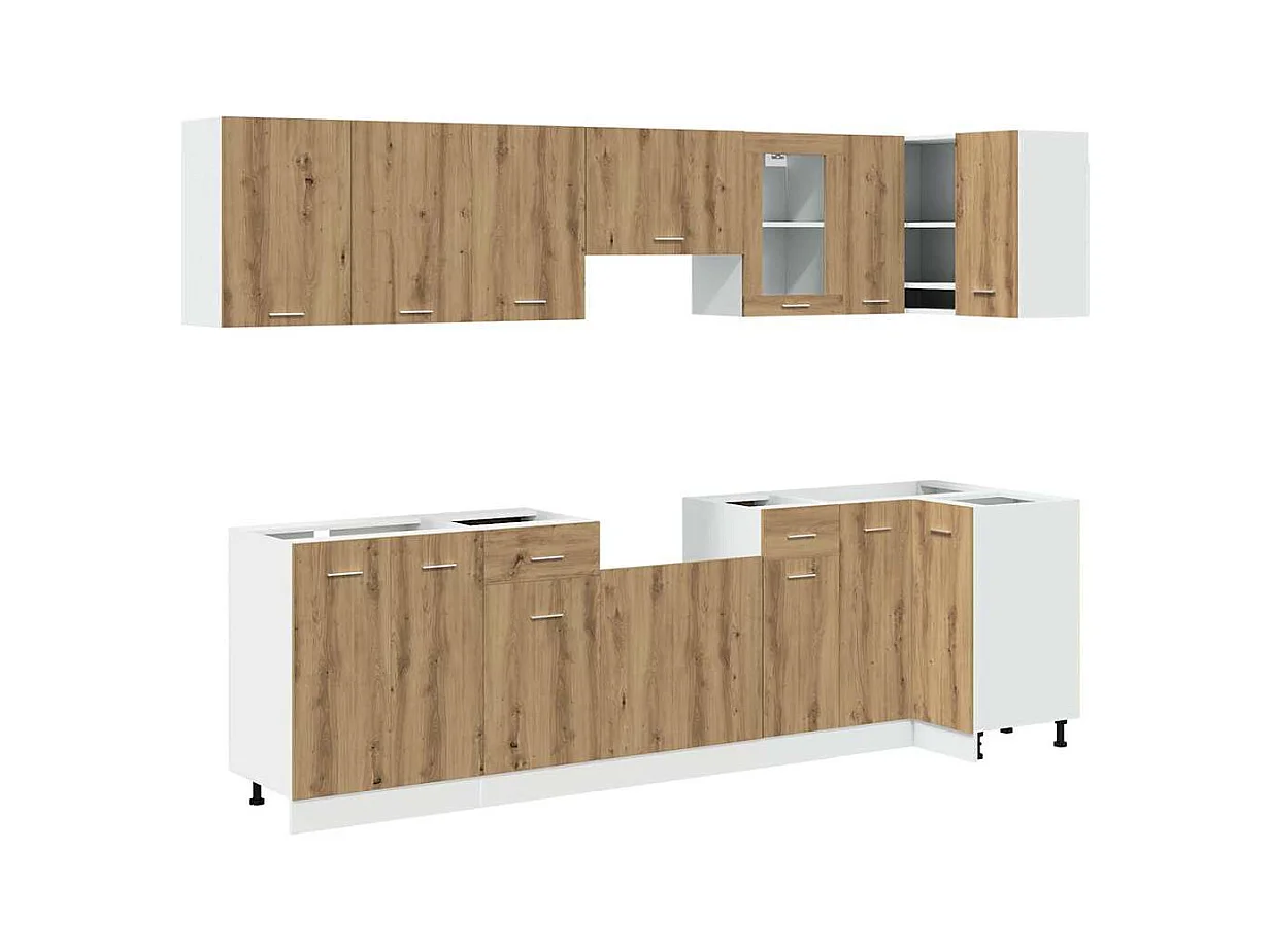 Set di Mobili da Cucina 11 pz Lyon Rovere Artigianale Truciolato