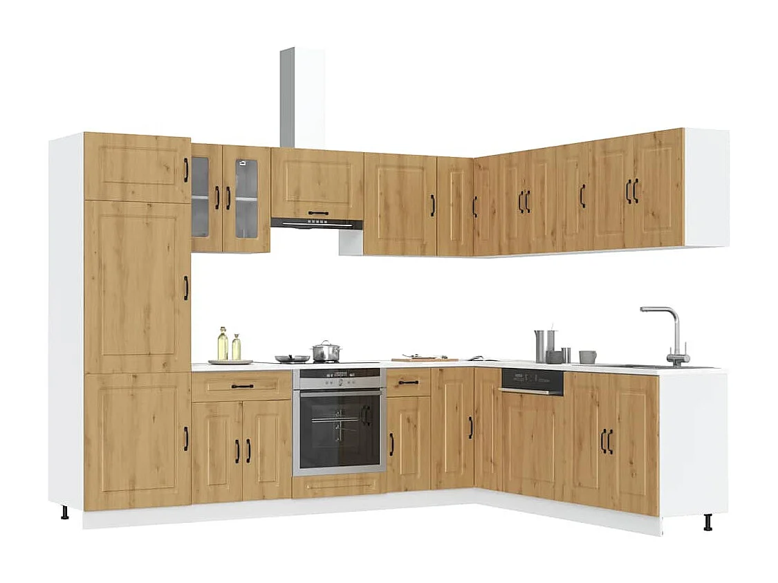 14 peças armário de cozinha conjunto Kalmar carvalho artesanal