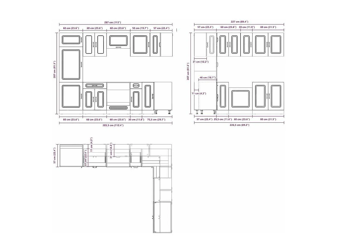 14 peças armário de cozinha conjunto Kalmar carvalho artesanal