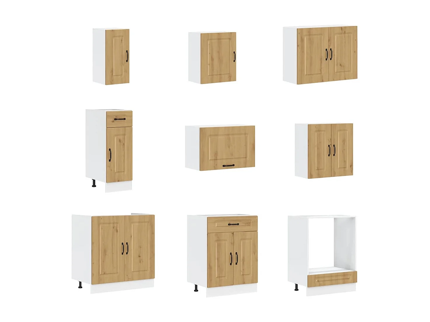 14 peças armário de cozinha conjunto Kalmar carvalho artesanal