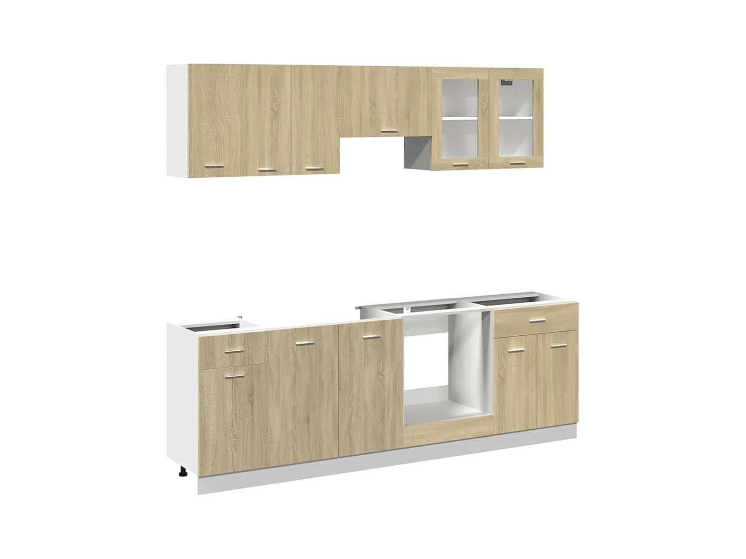 Ensemble de 8 meubles de cuisine "Lyon" en chêne Sonoma