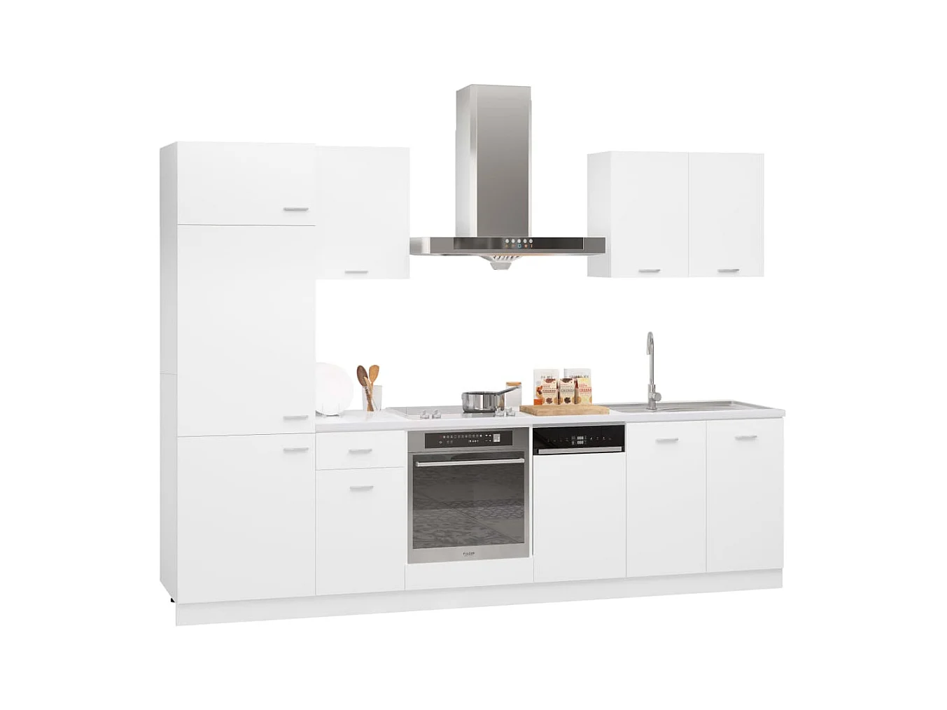 Ensemble de 7 meubles de cuisine "Lyon" en bois d'ingénierie blanc