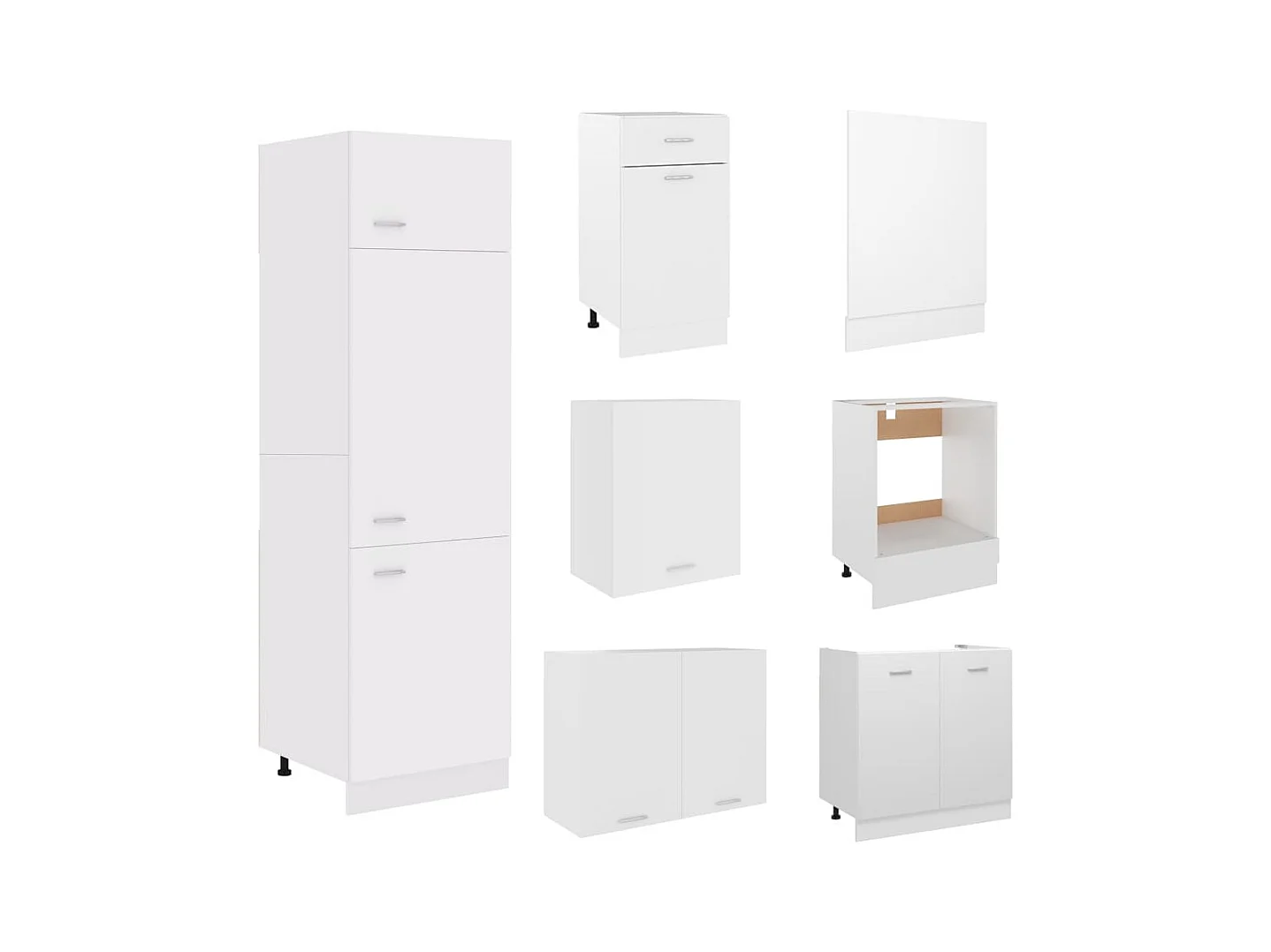 Ensemble de 7 meubles de cuisine "Lyon" en bois d'ingénierie blanc