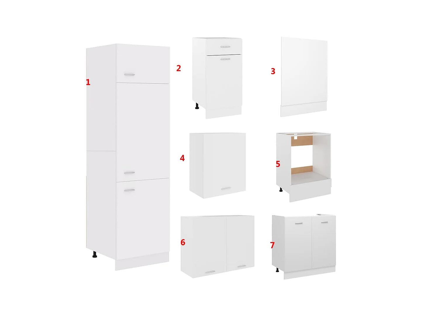 Ensemble de 7 meubles de cuisine "Lyon" en bois d'ingénierie blanc