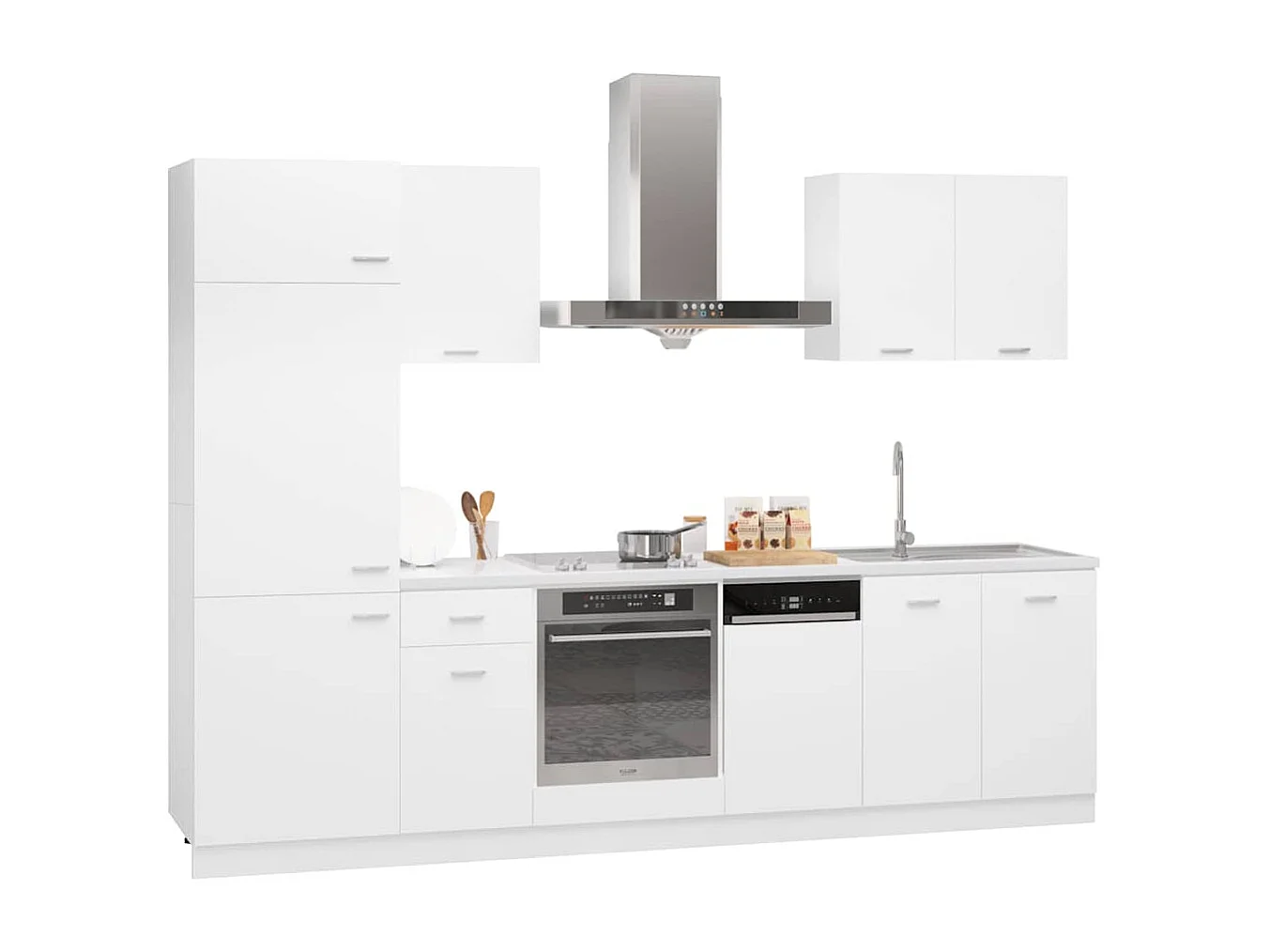 Ensemble de 7 meubles de cuisine "Lyon" en bois d'ingénierie blanc