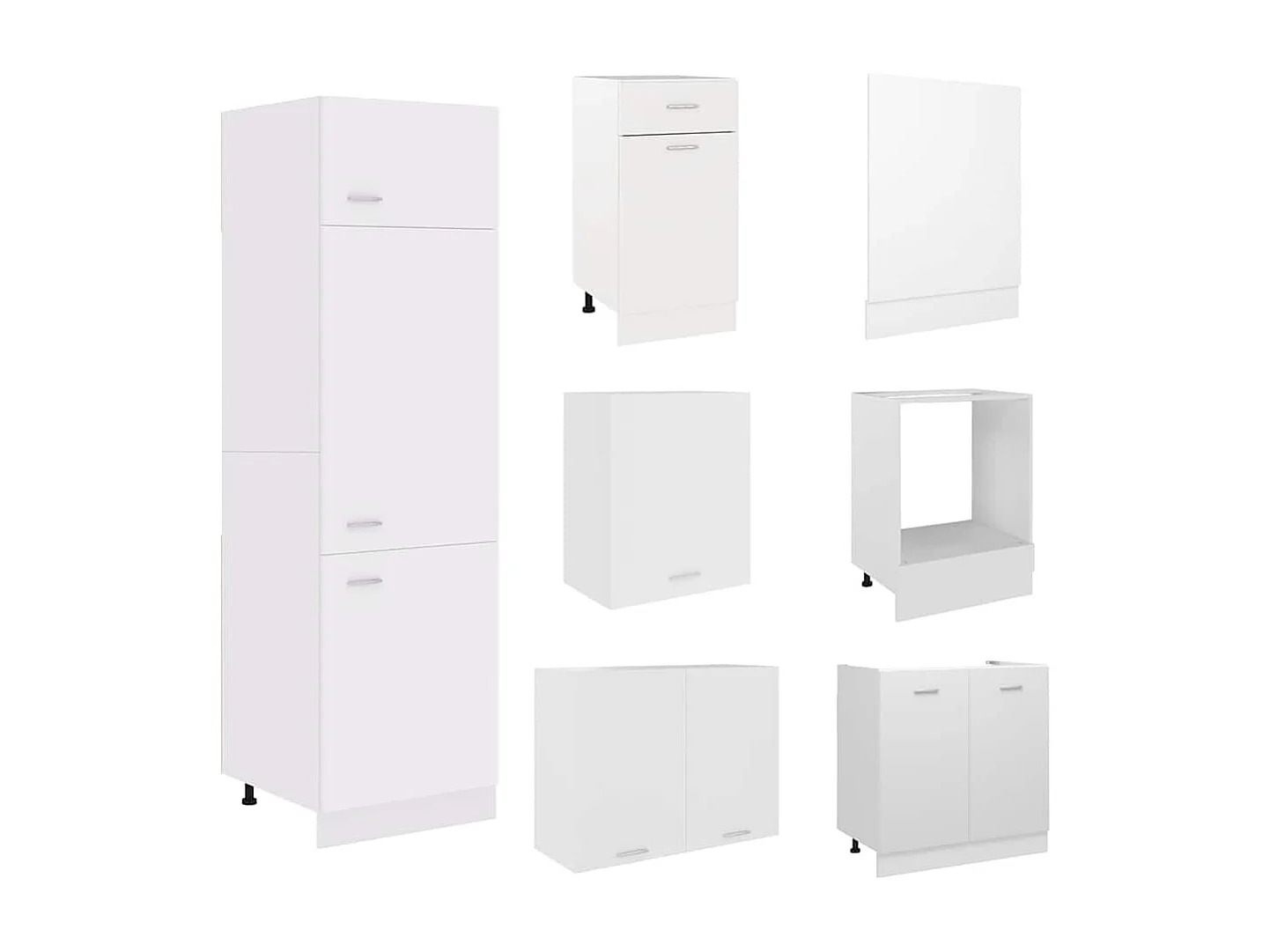 Ensemble de 7 meubles de cuisine "Lyon" en bois d'ingénierie blanc