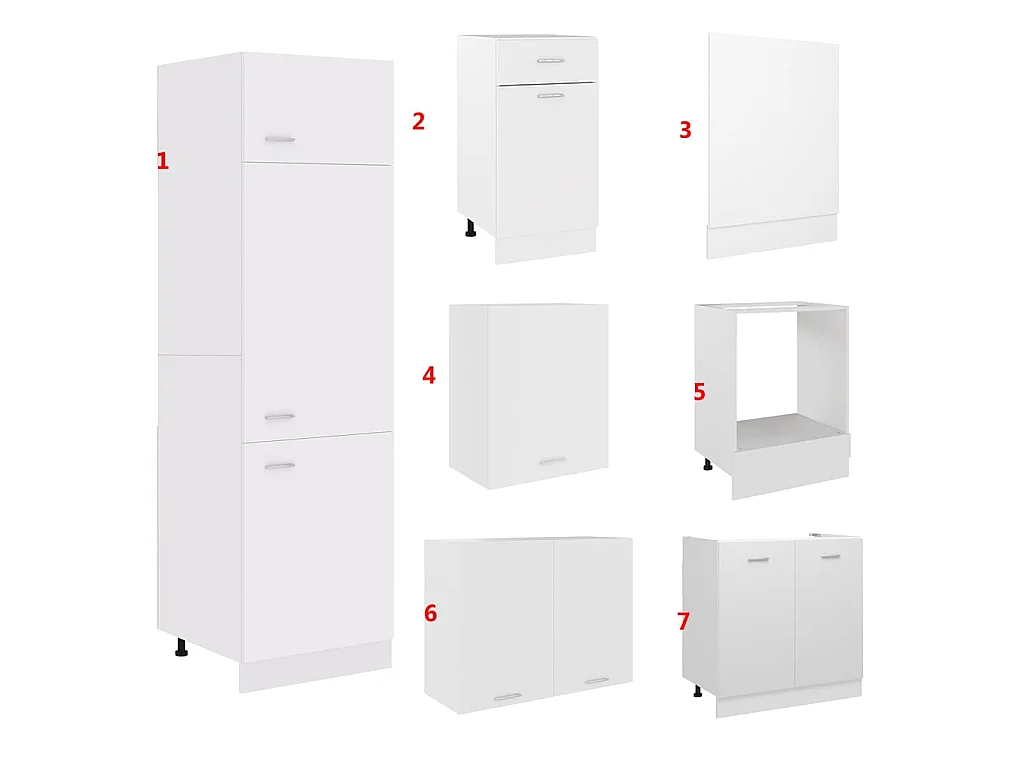 Ensemble de 7 meubles de cuisine "Lyon" en bois d'ingénierie blanc