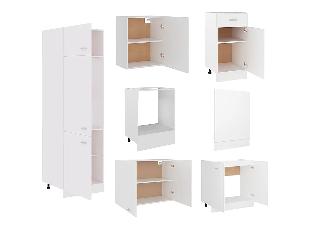 Ensemble de 7 meubles de cuisine "Lyon" en bois d'ingénierie blanc