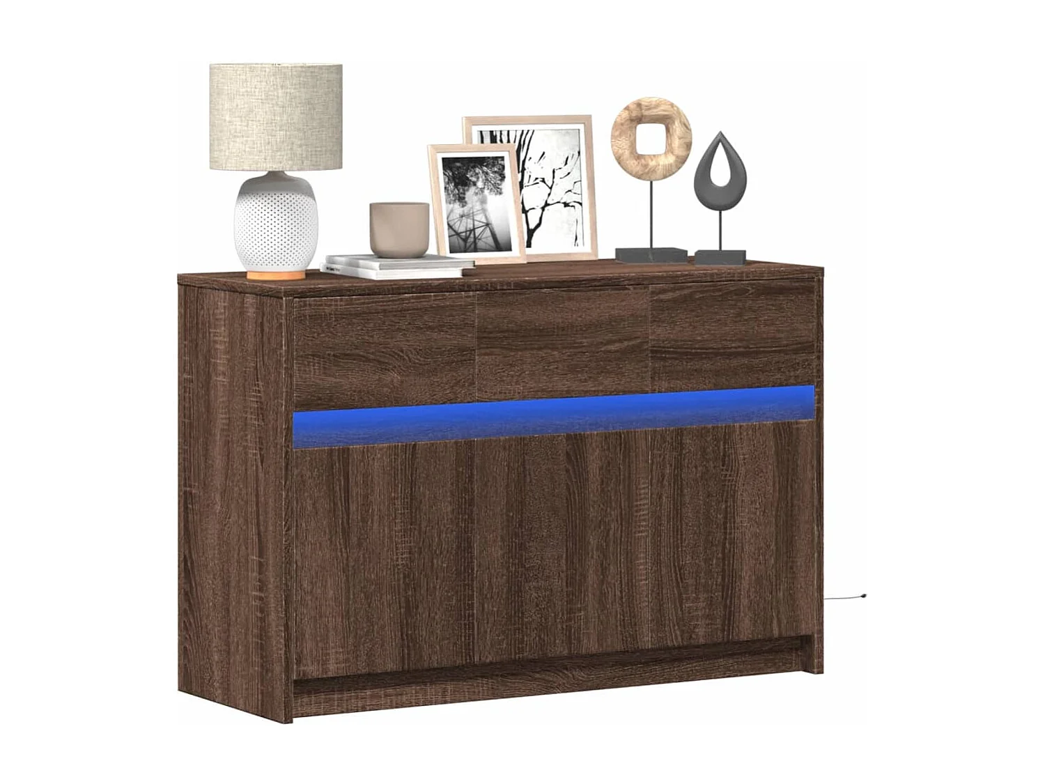 TV-Schrank mit LED-Beleuchtung Braun Eichen-Optik 91x34x61 cm