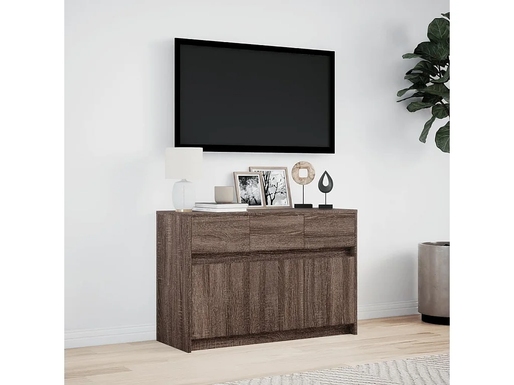 TV-Schrank mit LED-Beleuchtung Braun Eichen-Optik 91x34x61 cm