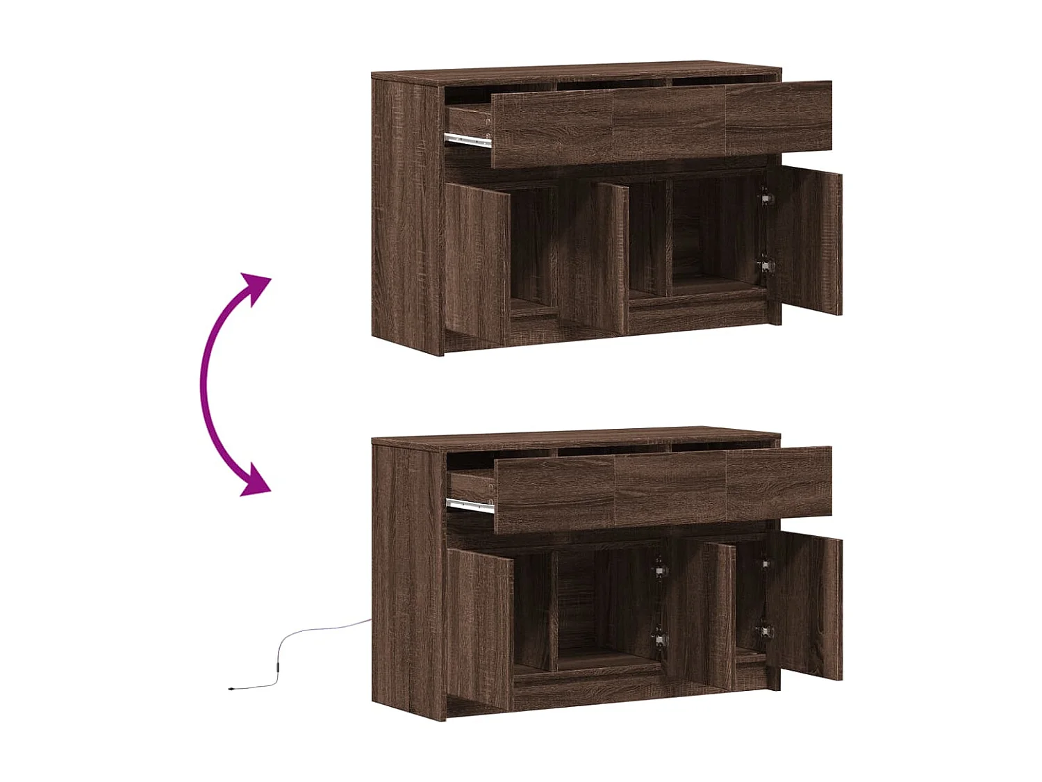 TV-Schrank mit LED-Beleuchtung Braun Eichen-Optik 91x34x61 cm