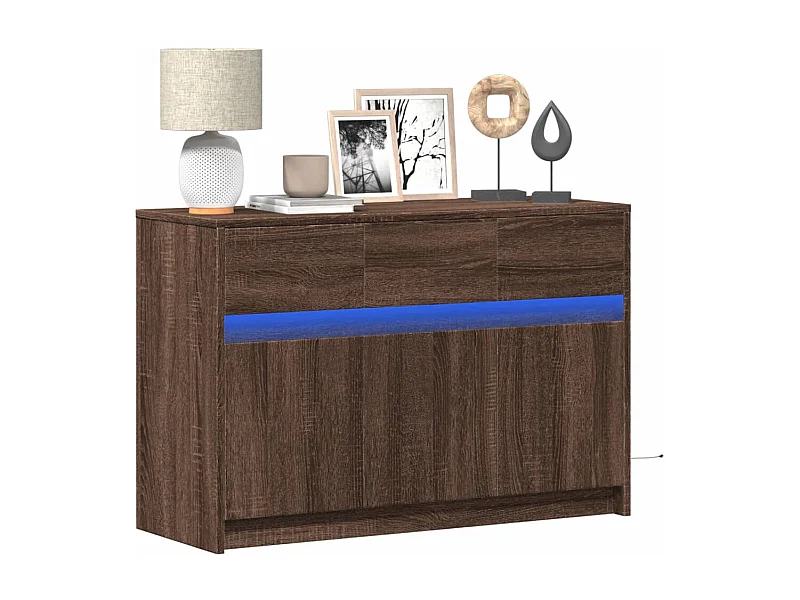 Mueble de TV LED madera ingeniería marrón roble 91x34x61 cm