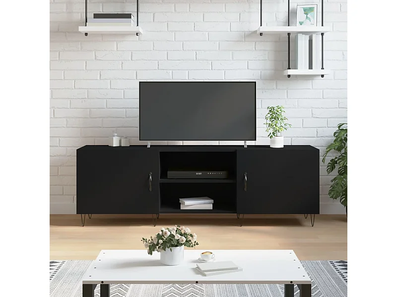 Mueble para TV madera de ingeniería negro 150x30x50 cm